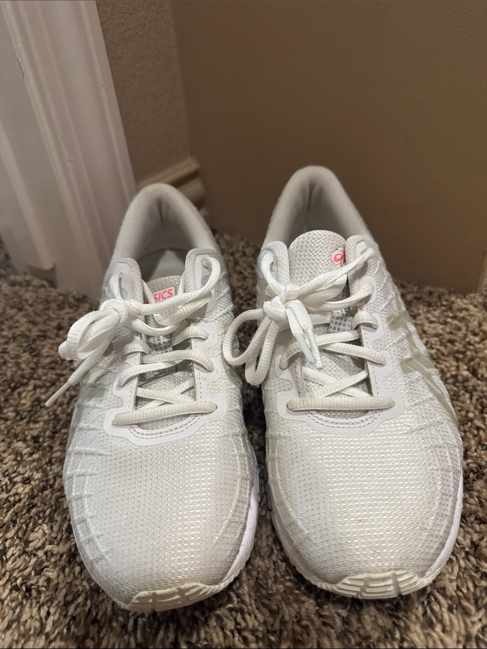 Asics Women's White Athletic Shoes with Coral Accent - Picture 2 of 4